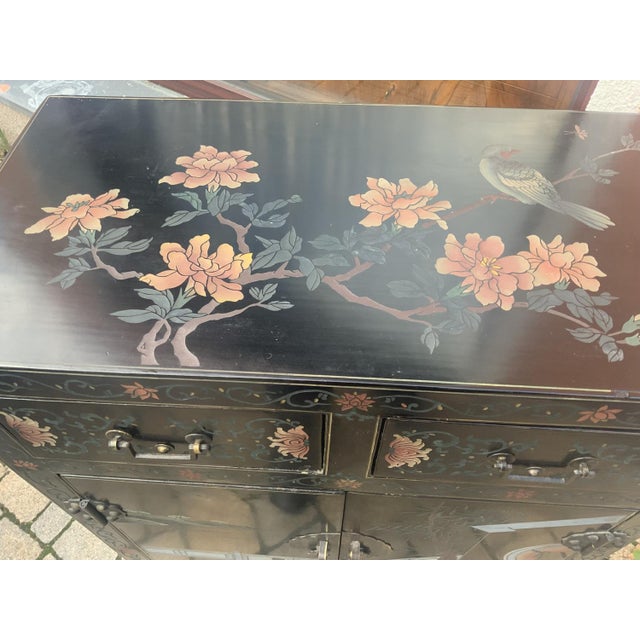 Chinese Half Cabinet in Black Lacquer, 1920a For Sale - Image 14 of 16
