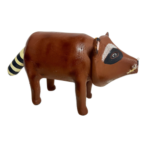 Contempoary Folk Art Raccoon Sculpture Signed David Alvarez