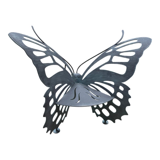 Monumental Butterfly Sculptural Metal Garden Chair For Sale