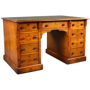 19th Century Victorian English Oak Writing Desk
