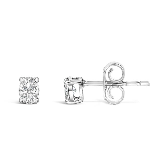 Contemporary 14K White Gold 1/4 Ctw Oval Lab-Grown Diamond Solitaire Stud Earrings For Sale - Image 3 of 5