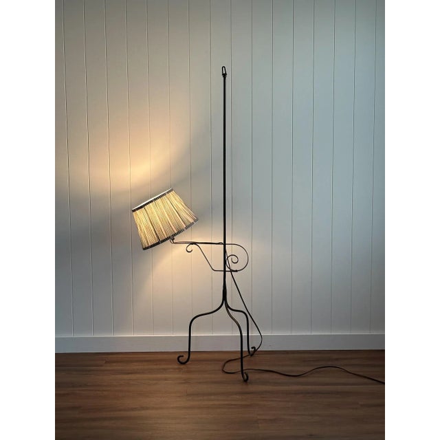 1940s Wrought Iron Swing Arm Floor Lamp With Scroll Detailing For Sale - Image 10 of 16