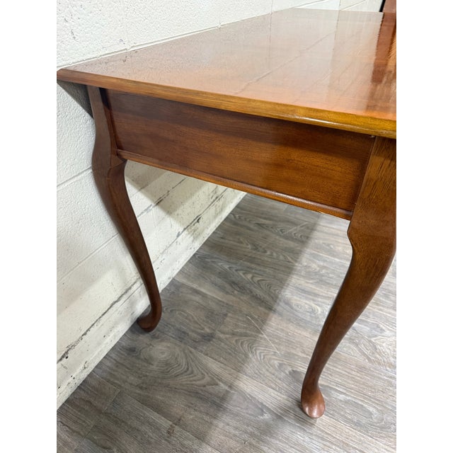 Wood Vintage Queen Anne Style Writing Desk Entry Console Hallway Table Sofa Table For Sale - Image 7 of 13