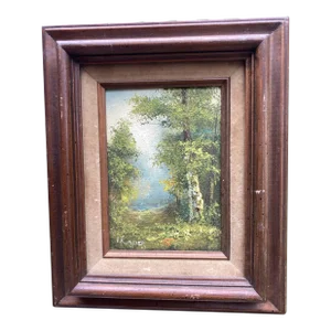 Mid 20th Century Oil on Board of a Forest Landscape, Framed and Signed Irene Cafieri