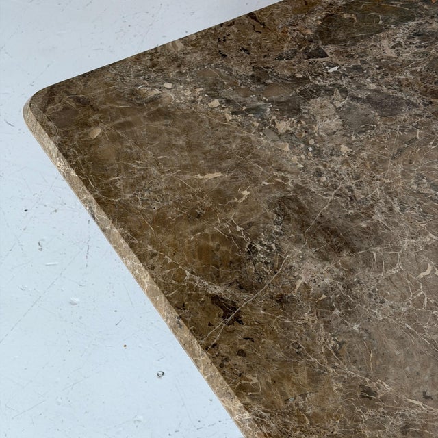 Paul Mayen 1980s Chrome/Marble Square Dining Table For Sale - Image 4 of 8