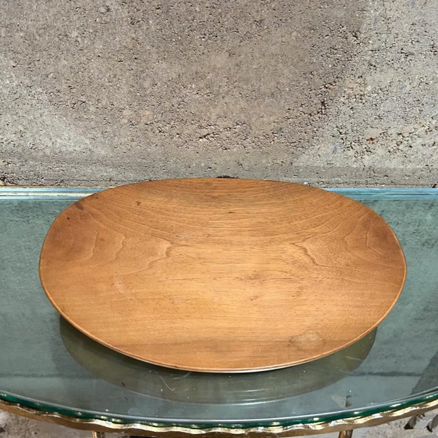 AMBIANIC presents 1960s Sculptural Oval Platter Solid Wood Plate Serving Tray 11.63 w x 8.38 d x 1.38 h Preowned vintage...