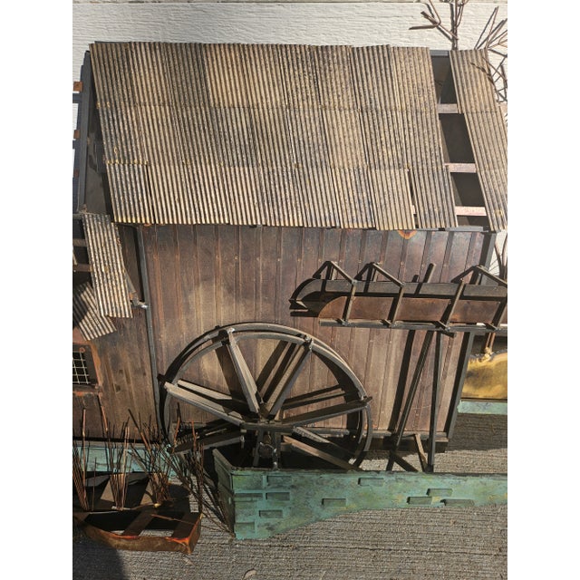 Farmhouse Curtis Jere 1970s Brutalist Metal Mill Farmhouse Water Wheel Wall Art Sculpture For Sale - Image 3 of 14