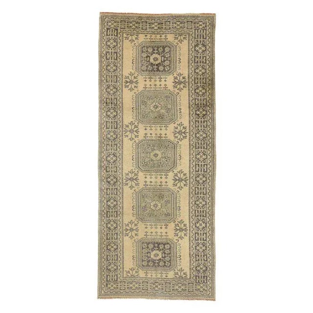 Textile 20th Century Turkish Oushak Hallway Runner - 4′10″ × 11′6″ For Sale - Image 7 of 7