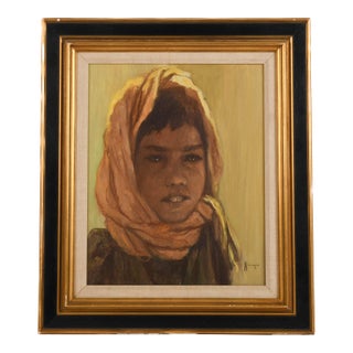 Framed Signed William Weintaraub Oil on Canvas "Beduin Boy" For Sale
