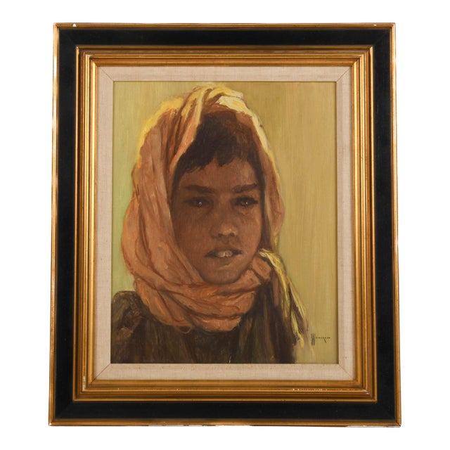 Framed Signed William Weintaraub Oil on Canvas "Beduin Boy" For Sale