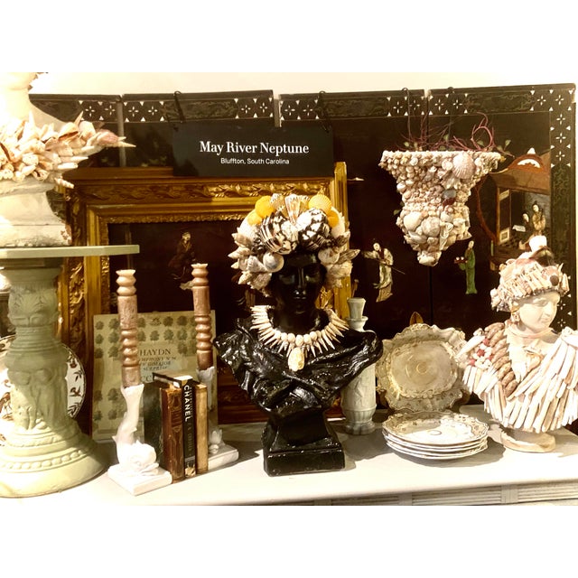 Shell Bust - Planter by Artist, Fancy, May River Neptune, Signed For Sale - Image 10 of 10