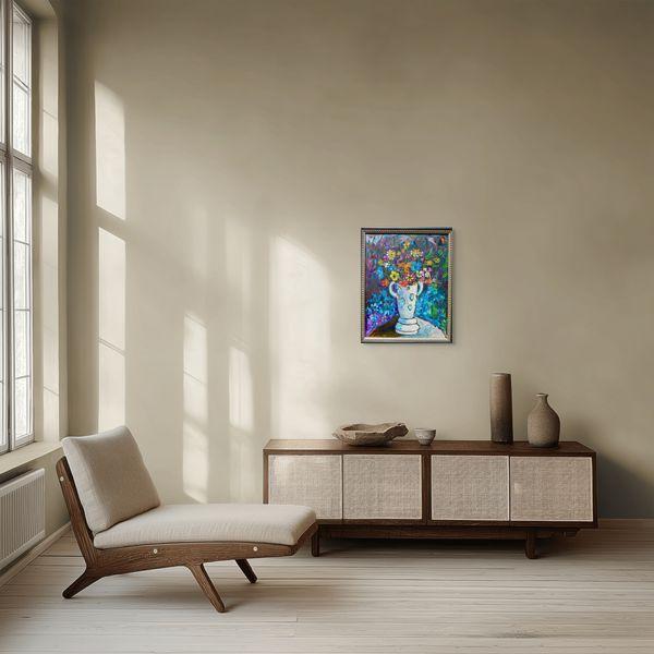 Summer Flowers Oil in a Gilded Frame For Sale In Los Angeles - Image 6 of 6