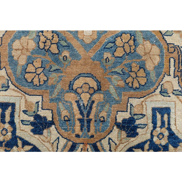 Authentic 1900s Persian Kirman Botanic Handmade Wool Carpet For Sale - Image 9 of 10