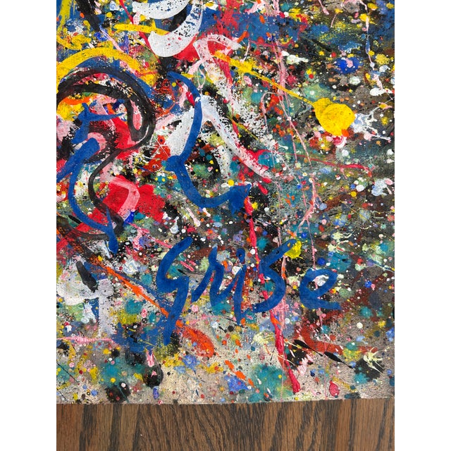 Hendrik Grise Large Vintage 1970s Abstract Expressionist Painting For Sale - Image 4 of 5