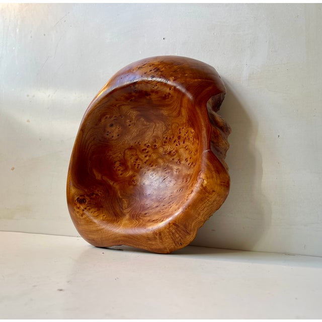 Vintage Swedish Natural Edge Burr Bowl in Elm, 1980s For Sale - Image 12 of 12