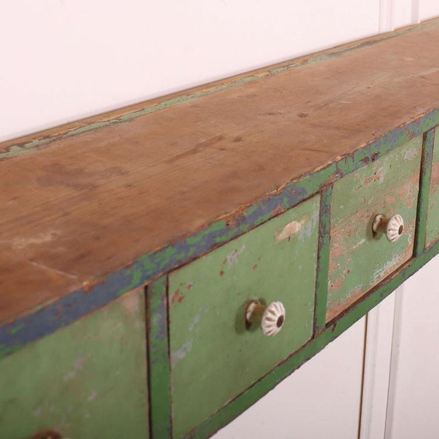 Green English Wall Hanging Bank of Drawers, 1890s For Sale - Image 8 of 9
