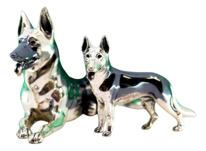 Dog Figurines in Nickel Silver, Set of 2