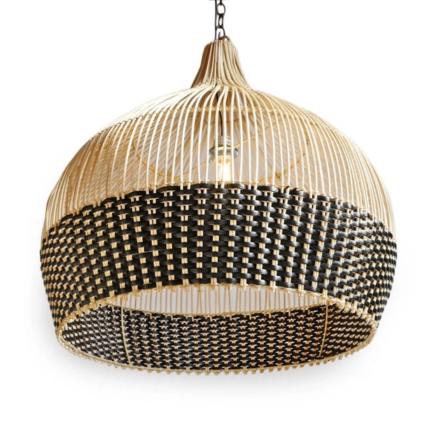 Modern Wicker Tux Gourd Pendant Light Large For Sale - Image 4 of 10