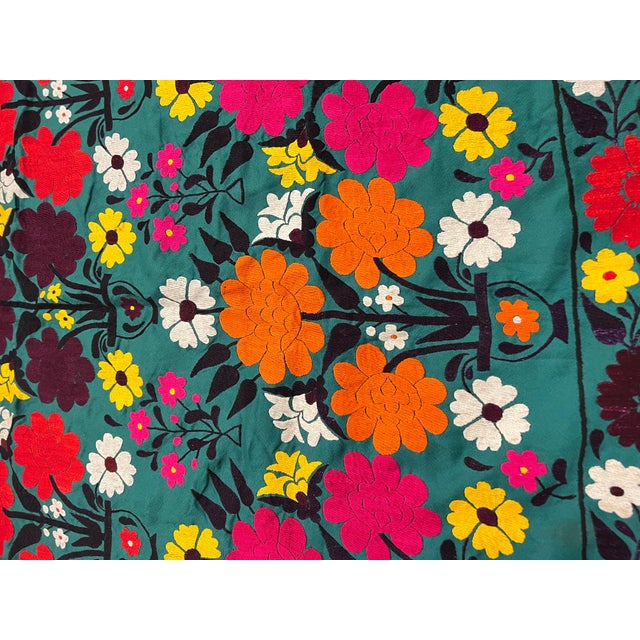 Asian Late 20th Century Suzani Style Textile, Colorful and Floral Print For Sale - Image 3 of 18