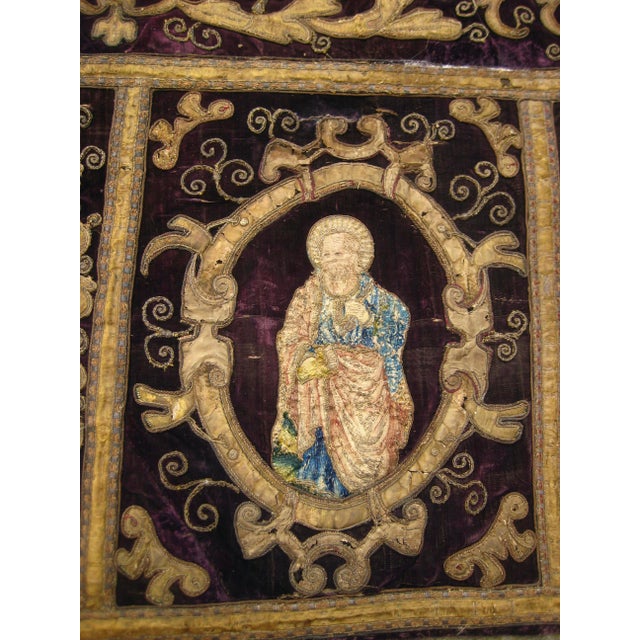 Large Velvet Gold and Silk Embroidered Antependium Circa 17 Century For Sale - Image 4 of 14