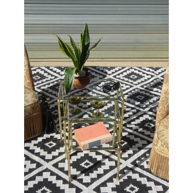 Nesting Tables in Gilt Metal and Tempered Glass, 1990s, Set of 3 For Sale - Image 9 of 18