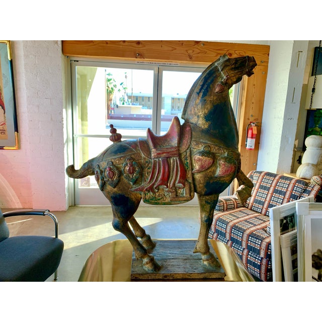Mid 20th Century Carved Polychromed Chinese Horse For Sale - Image 5 of 13