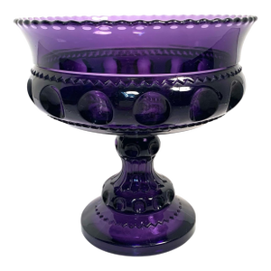 Early 20th Century Amethyst Pressed Glass Pedestal Compote Traditional Victorian