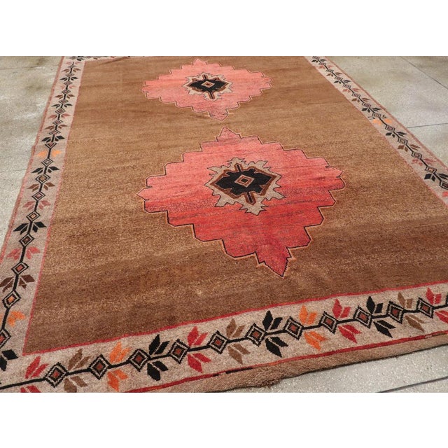 Brown Galerie Shabab Collection Mid-20th Century Turkish Anatolian Room Size Carpet For Sale - Image 8 of 10