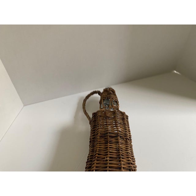 Vintage French Country Wicker-Wrapped Square Bottle For Sale - Image 11 of 12