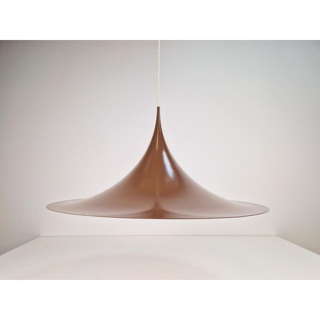 Vintage Semi Pendant Lamp in Brown by Claus Bonderup Thorsten Thorup for Fog & Mørup, 1960s For Sale - Image 12 of 14