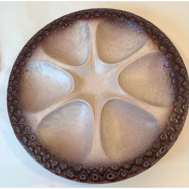 French Vintage French Purple and Cream Oyster Plate For Sale - Image 3 of 6