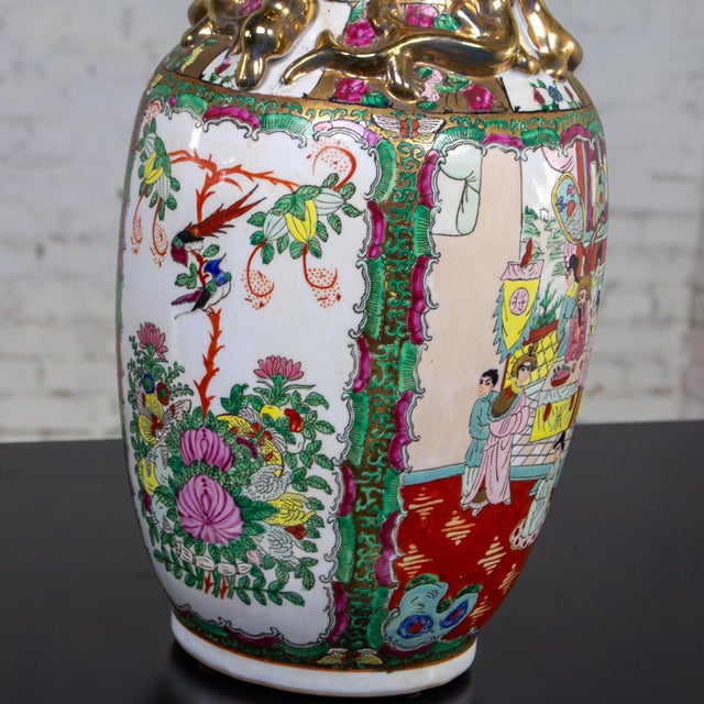 Mid to Late 20th Century Asian Porcelain Rose Medallion Vase Andrea by Sadek Hand Painted For Sale - Image 11 of 18