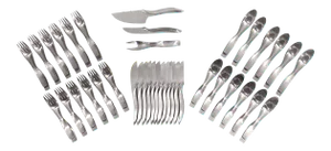 János Megyik for Amboss Avant-Garde Flatware Service for 12 Including Carving Knife, Paring Knife and Meat Fork