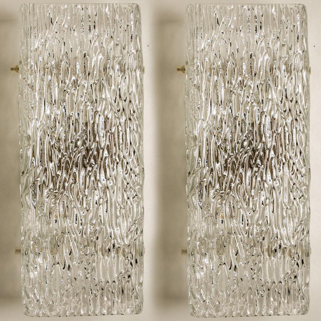 White Textured Rock Wave Glass Wall Light attributed to J.T. Kalmar, Austria, 1960s For Sale - Image 8 of 14