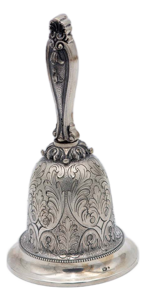 Chiseled Silver Bell with Plant Motifs