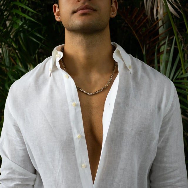 Gold Two Color Design Bold Chain Men's Necklace For Sale - Image 8 of 9