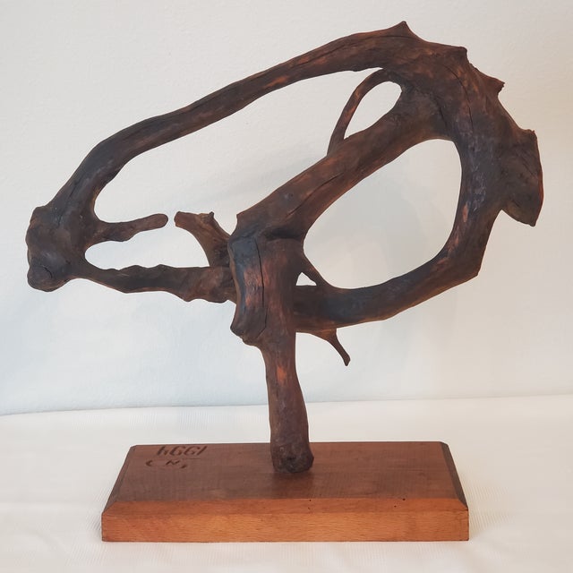 1990s 1994 Wood Sculpture "Circle of Life" Signed Nicolae Serban Transylvania 18"w Modernist Expressionist Folk Art For Sale - Image 5 of 12