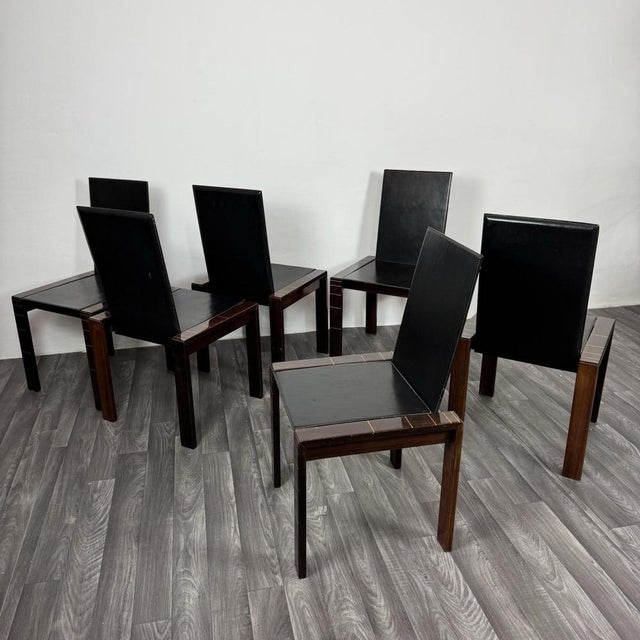 Mid-Century Modern Rosewood Dining Chairs in the style of Afra & Tobia Scarpa, 1970, Set of 6 For Sale - Image 10 of 15