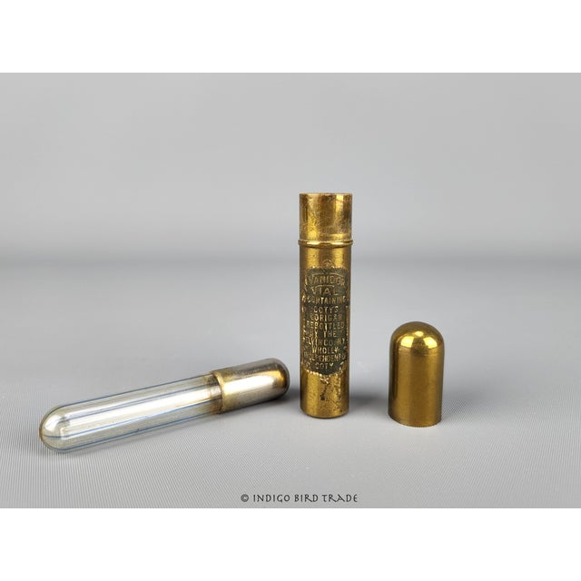 Art Deco 1920's Ladies Scent Bottle Vanidor Vial German Art Glass and Brass Perfume Bottle For Sale - Image 3 of 6