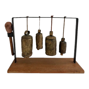 Vintage Cast Brass Bells – Rustic Hanging Bell Set