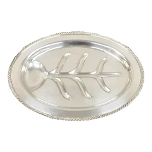 Vintage English Regency Silverplate Oval Meat Cutlery Serving Platter Tray