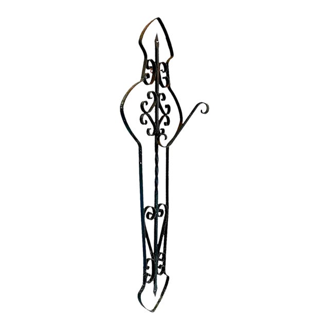 Large American Wrought Iron Lantern / Plant Hanger Wall Bracket For Sale