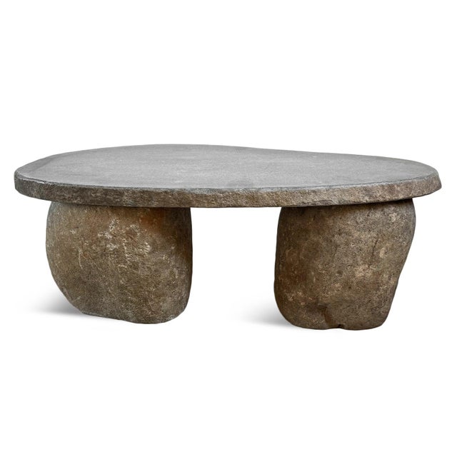 Organic Modern Outdoor Stone Boulder Coffee Table / Bench For Sale - Image 4 of 6