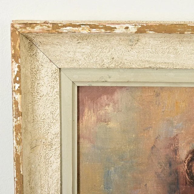 Textile English Vintage Mid-Century Framed Portrait of a Lady For Sale - Image 7 of 11