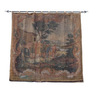19th Century Italian Hand-Painted Hanging With Hardware For Sale