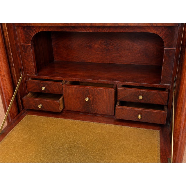 French Empire Secretaire in Flame Mahogany with Black Marble Top, 1800s For Sale - Image 4 of 9