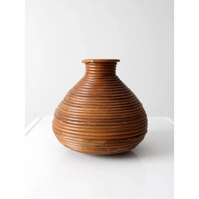 Brown Mid-Century Pencil Reed Vase For Sale - Image 8 of 9