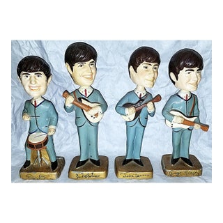 Vintage Beatles Bobble Head Figurines and Bag, Set of 4 For Sale