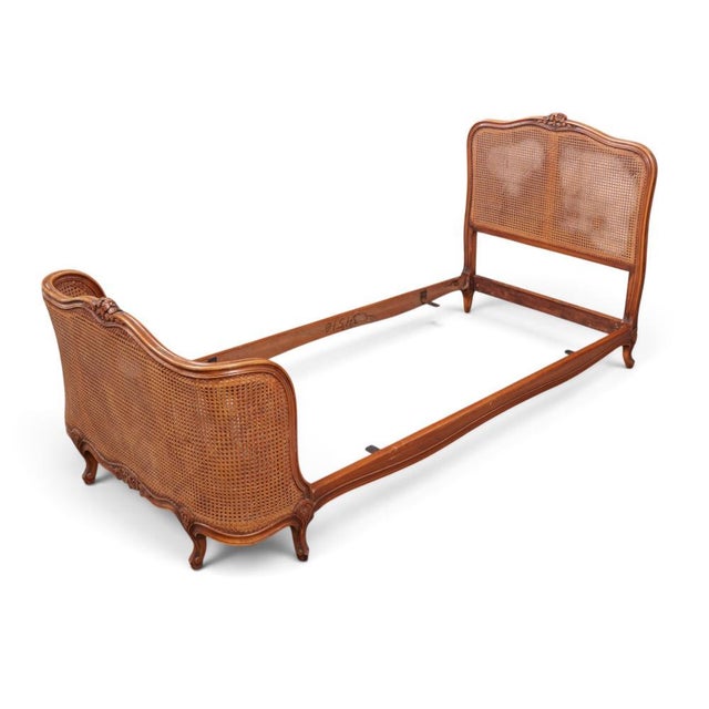 Antique French Provincial Caned Bedframe For Sale In Los Angeles - Image 6 of 6