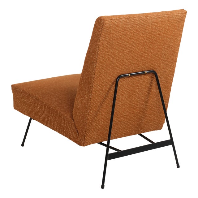 Vintage Italian Lounge Chair with Original Upholstery and Black-Lacquered Metal by Mario Franchioni, 1950s For Sale